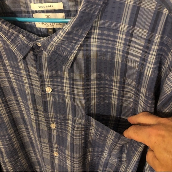 Oak Hill Cool & Dry Button Up Short Sleeved Pockets Roomy Side Vents Casual 6XL - Picture 2 of 10